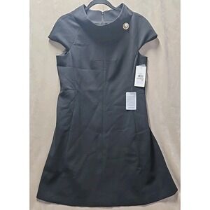 Harper Rose Cap Sleeve Fit And Flare Black‎ Dress Embellishment Size 12 NWT